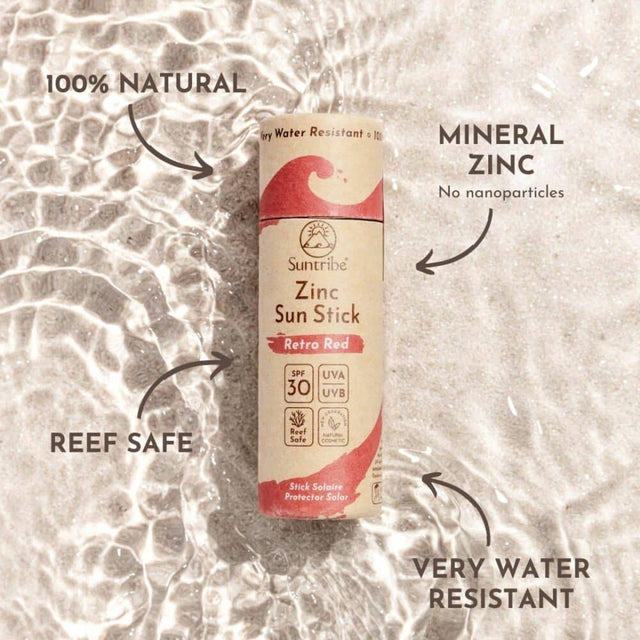 Suntribe Natural Mineral Zinc Sun Stick SPF 30 - Retro Red