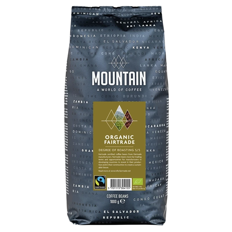 Mountain Økologisk Fairtrade KRAV Hele Kaffebønner 1 KG