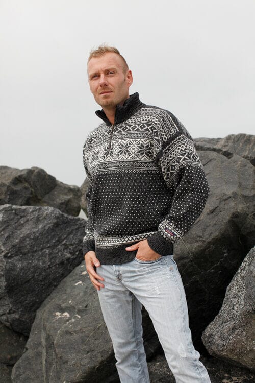 Norsk Sweater 100% Ren Ny Uld - Koks Grå