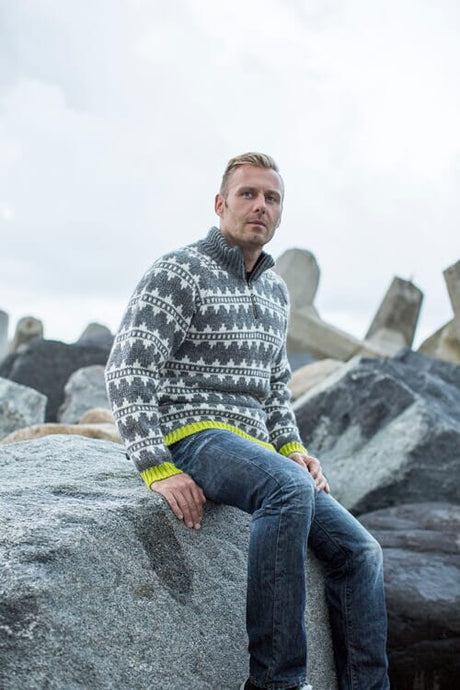 Islandsk Sweater 100% uld - Grå