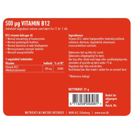 Nani Food state Vitamin B12, 90 stk