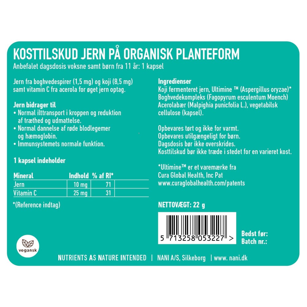 Nani Jern + C, organisk planteform, 60 stk