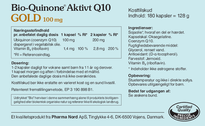 Pharma Nord Bio-Quinone Aktivt Q10 Gold 100 mg - 180 stk