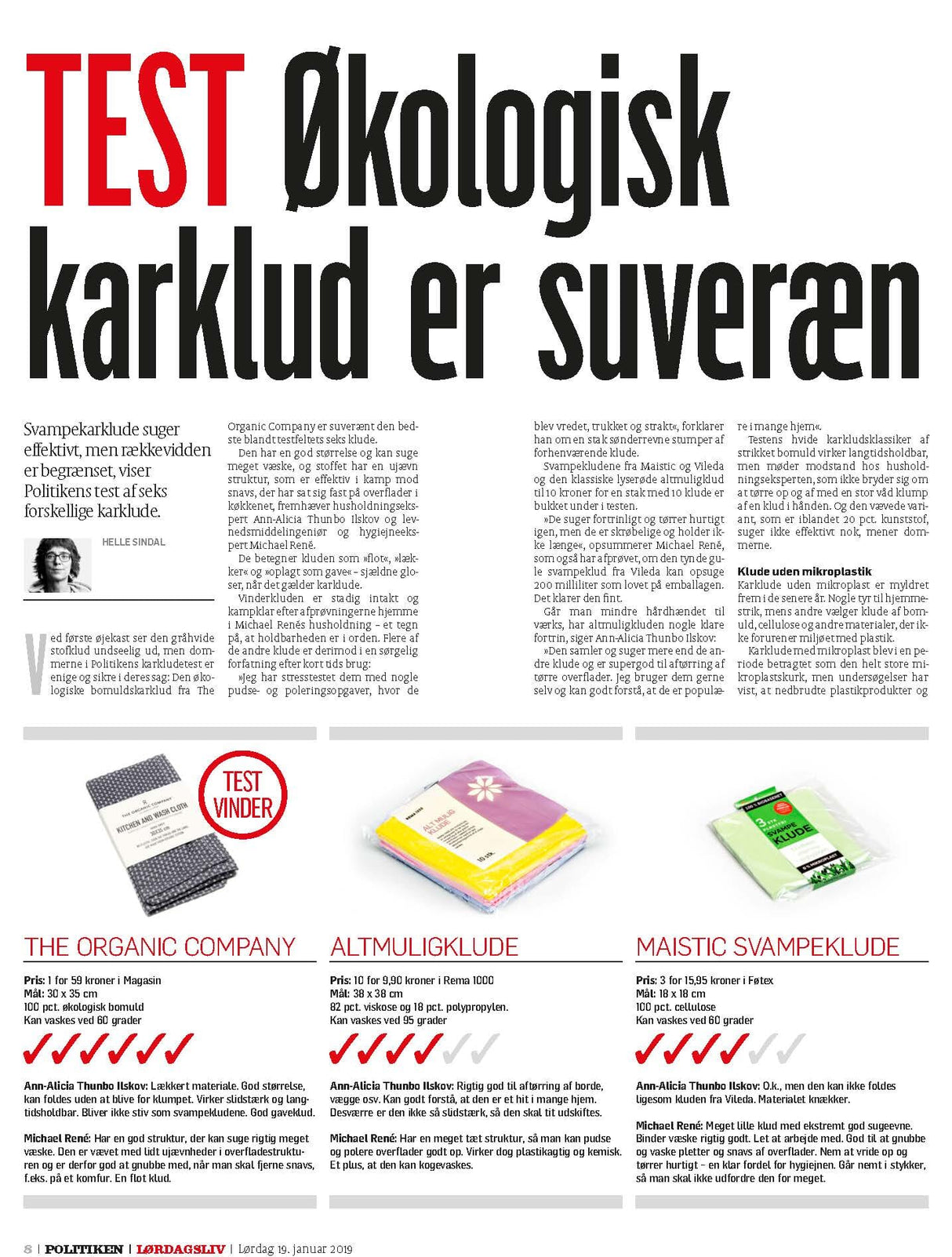 The Organic Company - 1 Økologisk Viskestykke & 2 Økologiske Karklude - Earth