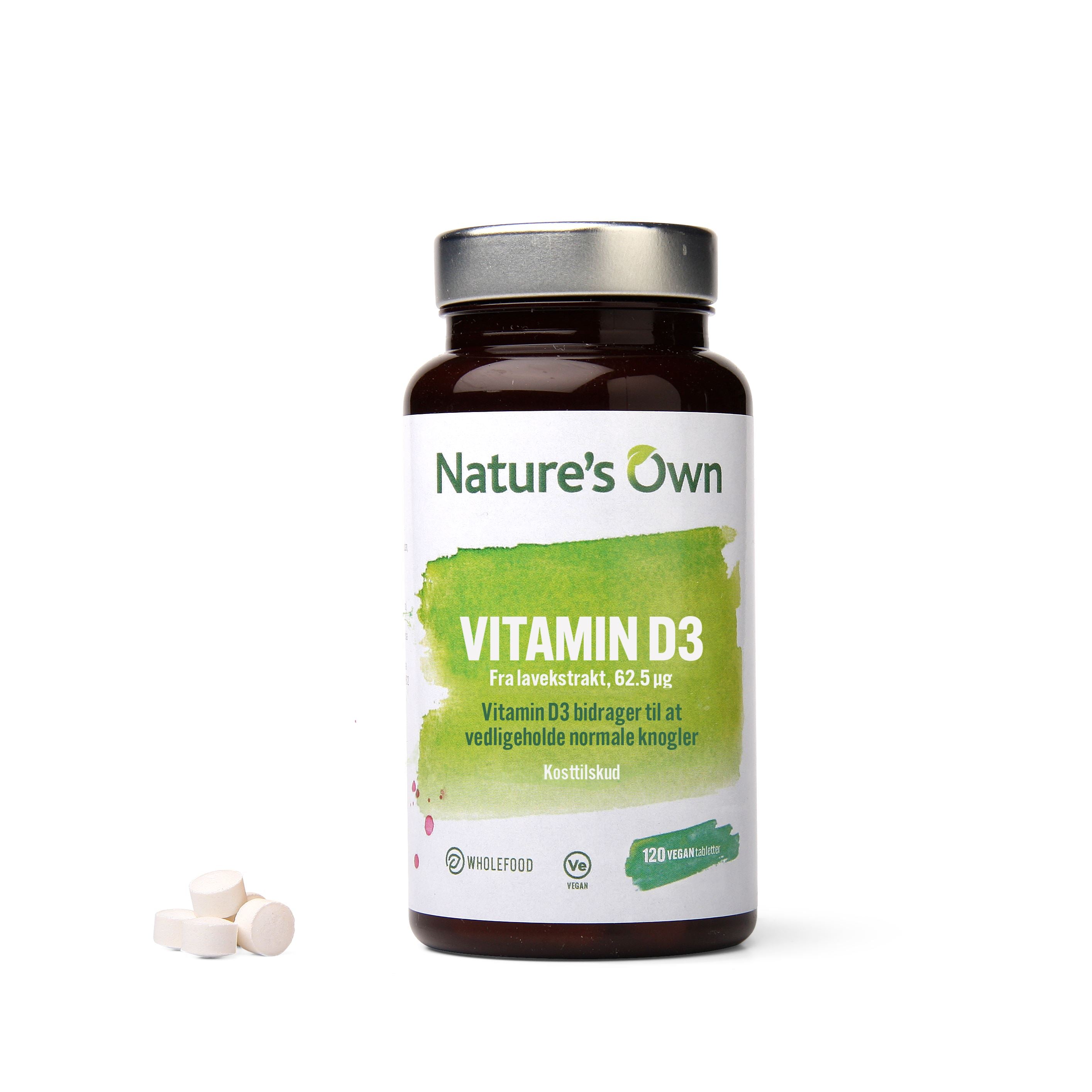 Nature's Own Vitamin D3 vegan udvundet af lavekstrakt (120 stk)