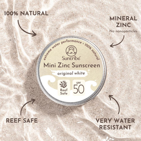 Suntribe Naturlig Ansigts & Sport Mini Solcreme SPF 50 - Hvid