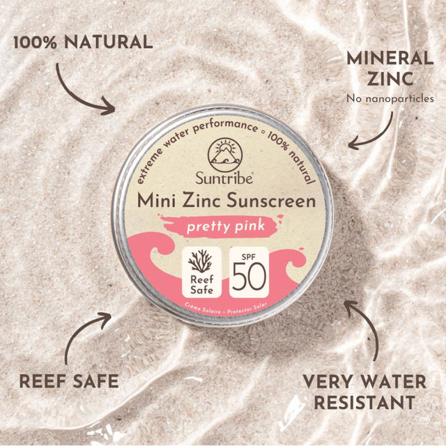 Suntribe Naturlig Ansigts & Sport Mini Solcreme SPF 50 - Pretty Pink