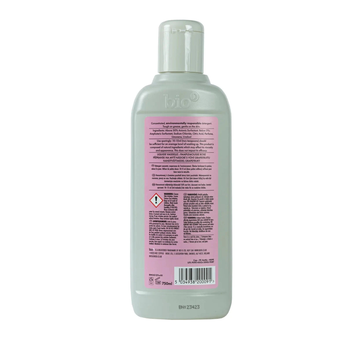 BIO-D - Flydende Opvaskemiddel - Grapefrugt - 750 ml.