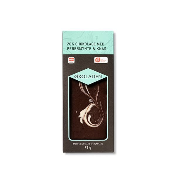 Økoladen Mørk Chokolade - Pebermynte & Knas 75g