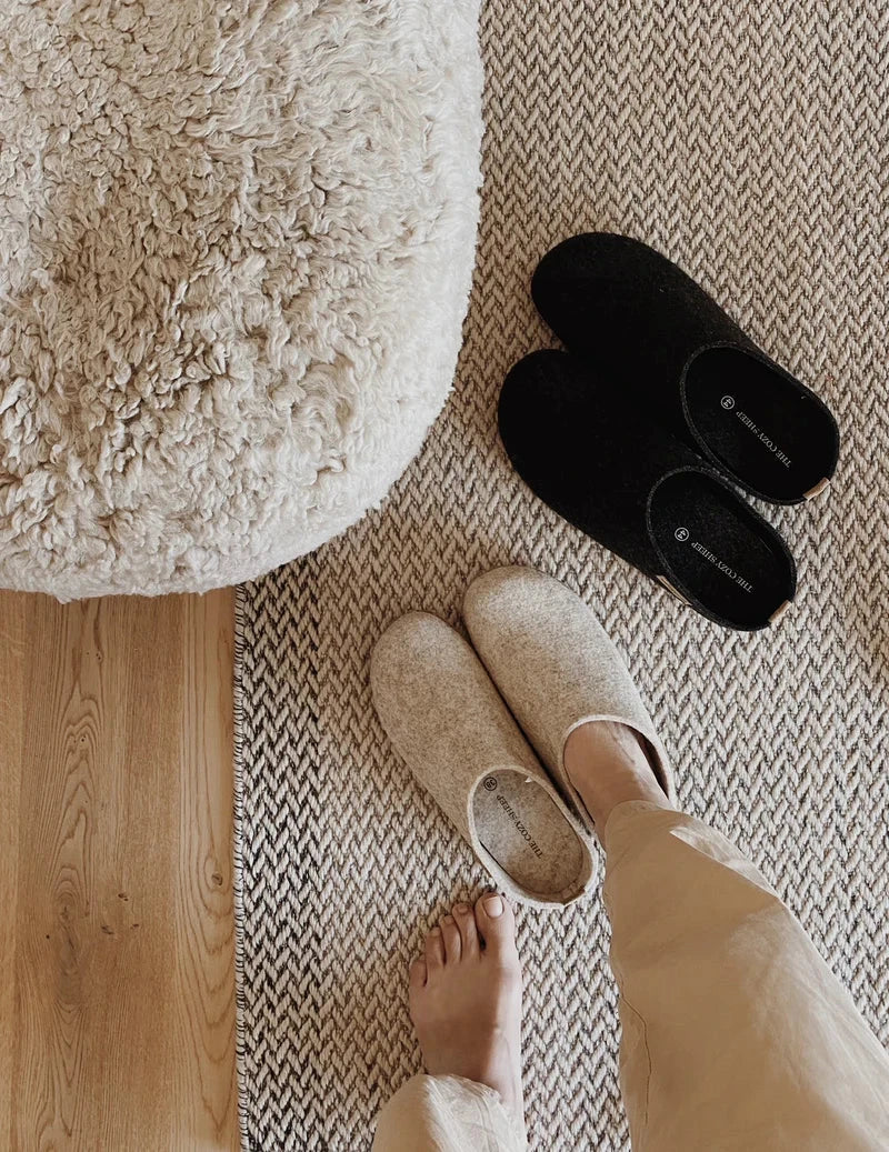 The Cozy Sheep Tøffel med gummisål – Beige