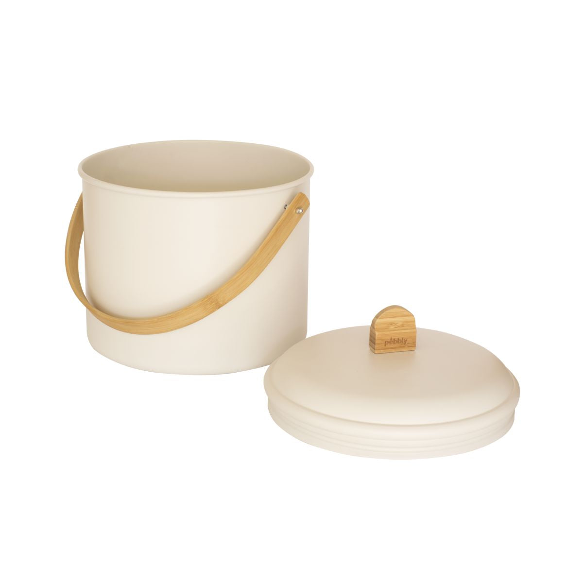 Kompostspand i rustfrit stål med lugtfilter 3,5 L – Cream