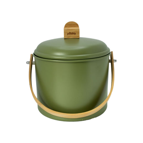 Kompostspand i rustfrit stål med lugtfilter 3,5 L – Olive