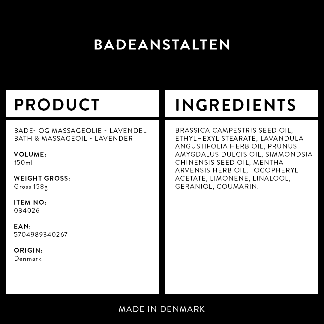 Badeanstalten Bade- og Massageolie - Lavendel - 150ml