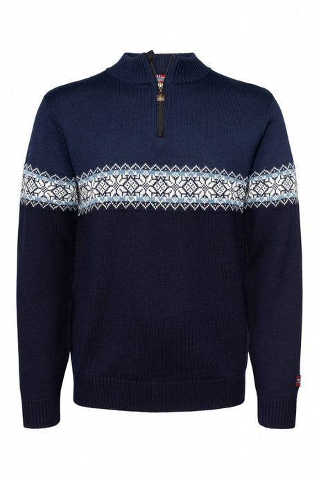 Norsk sweater af 100% fine merinould kamgarn - Navy