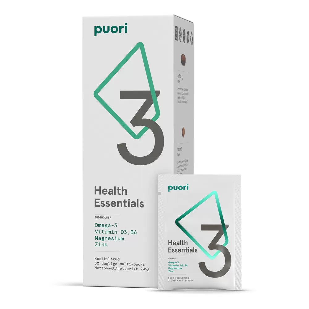 Puori P3 Omega 3 Magnesium D vitamin 30 7 Kapsler Suztain A S