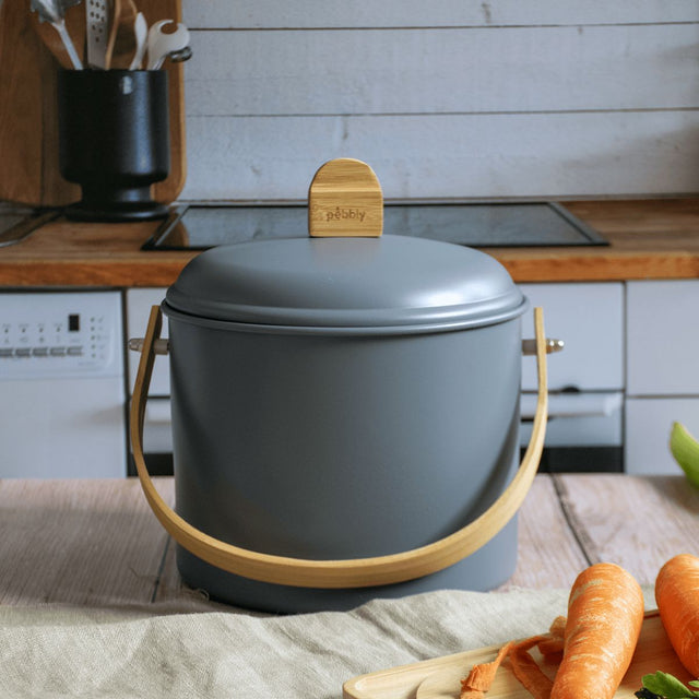 Kompostspand i rustfrit stål med lugtfilter 3,5 L – Ocean