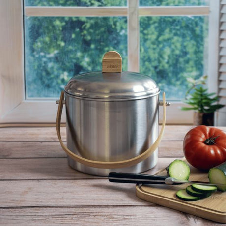 Kompostspand i rustfrit stål med lugtfilter 3,5 L