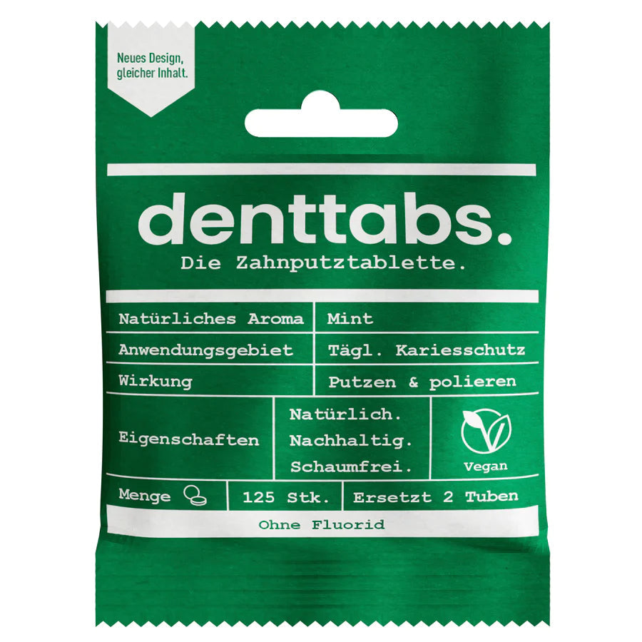 Denttabs Tandpasta Tabletter Mint 125 stk - Uden fluorid