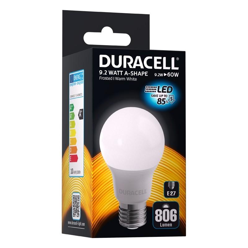 Duracell E27 LED pære 806Lm 9,5 W, 2700K Duracell 