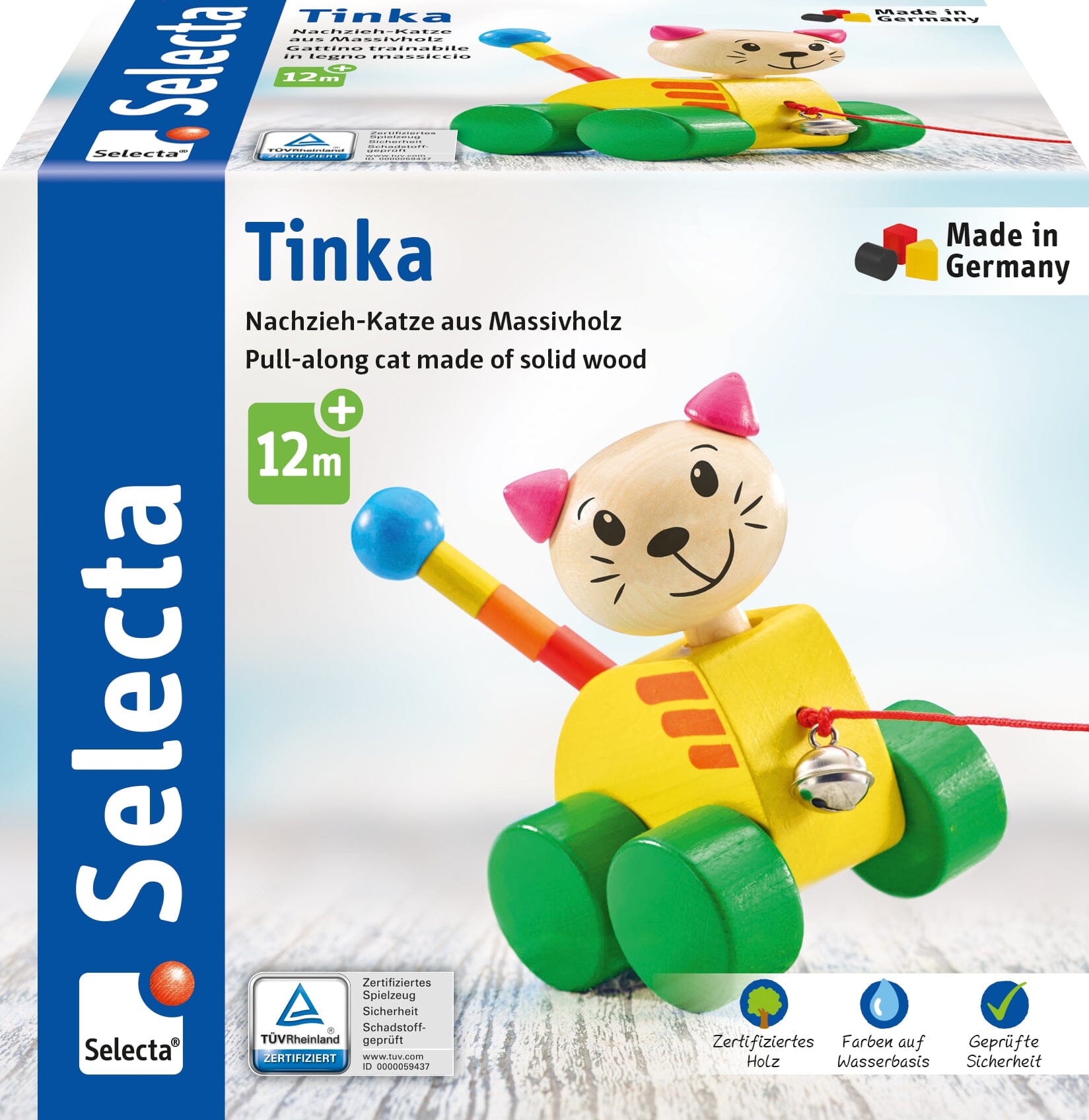 Selecta Tinka- Pull-along toy, cat