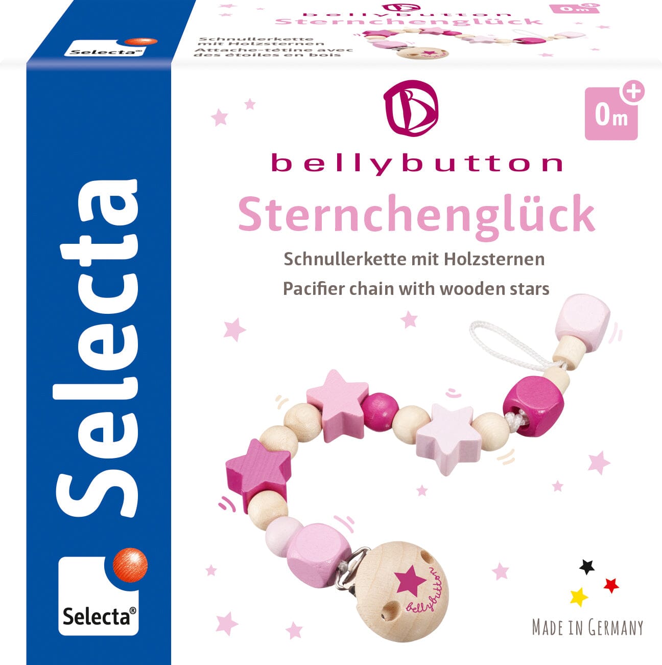 Selecta - Lucky star pink pacifier chain