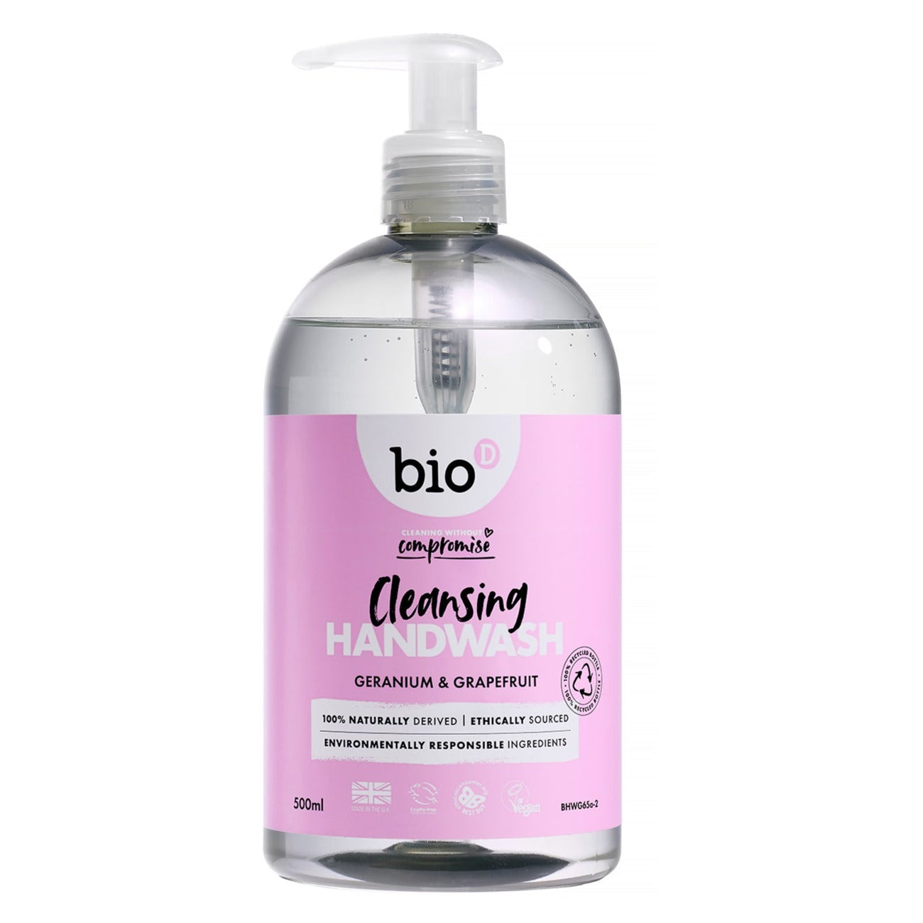 BIO-D Antibakteriel Håndsæbe - Geranium & Grapefrugt Duft - 500 ml