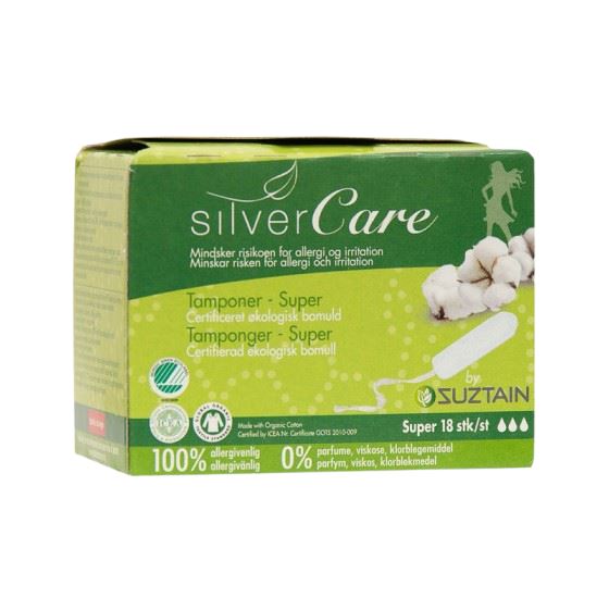 Silvercare by Suztain - Tampon uden hylster - 18 stk - Super Silvercare 