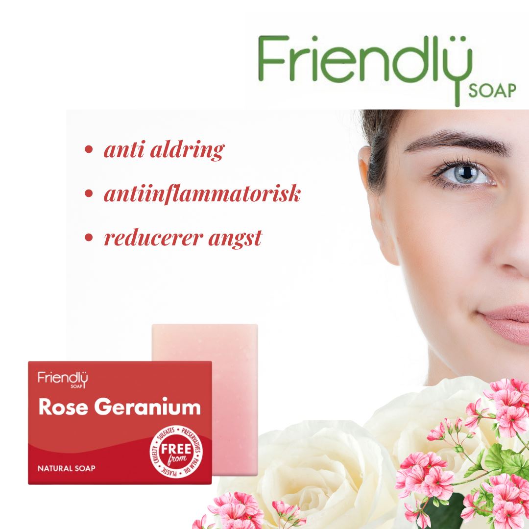 Friendly - Rose & Geranium sæbebar - 95 gram Friendly Soap 