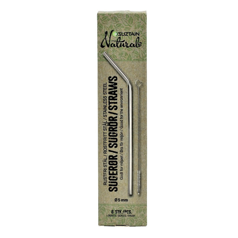 Suztain Naturals - Sugerør af stål 5mm - 6 stk Suztain 