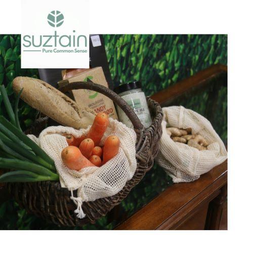 Suztain Naturals - Økologisk Frugtpose - Str M - 25x30cm - Indkøbsnet Suztain 