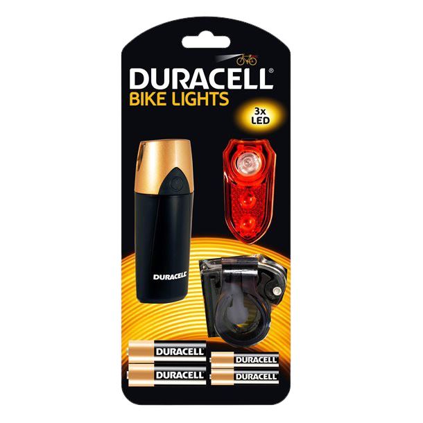 Duracell - LED Cykellygte sæt - forlygte og baglygte (inkl. batterier) Duracell 